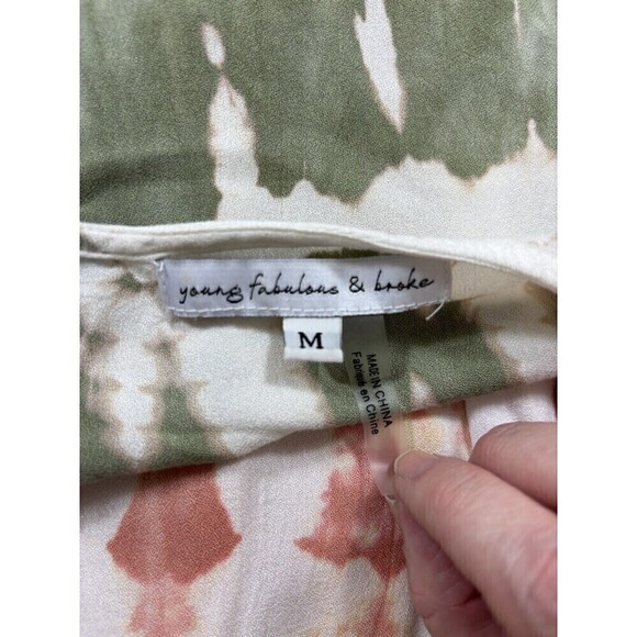 YFB Young Fabulous & Broke Jillian Faux Wrap Dress Geode White Peach Green M - Picture 5 of 12